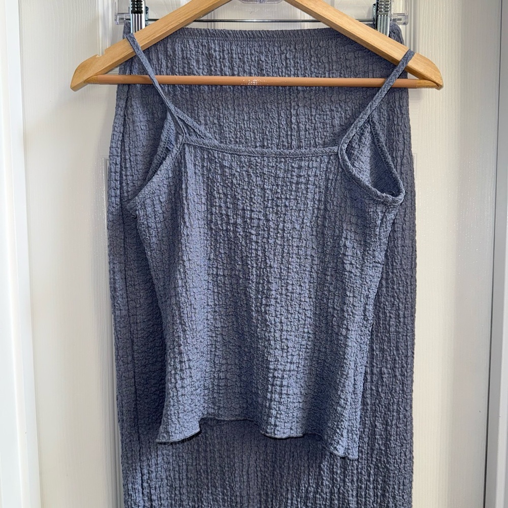 See You Monday textured tie Cami Maxi Skirt Set M NWOT Grey Blue Beachy Resort - Picture 3 of 16